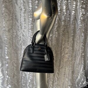 Tory Burch Black Perforated Satchel
